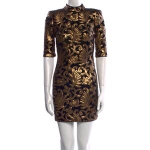 Alice and Olivia Black and Gold Women's Dress- 0